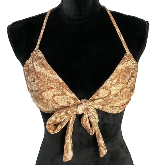 VITAMIN A Bikini Top Tan Reptile Print Size Medium - Picture 2 of 10